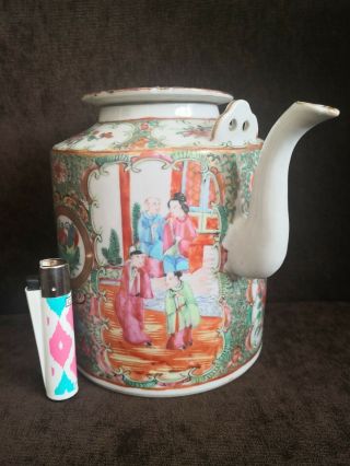 Antique Chinese Porcelain Export Canton Famille Rose Teapot