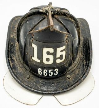 Cairns & Brothers Vintage Antique Leather Fireman Helmet Nyfd