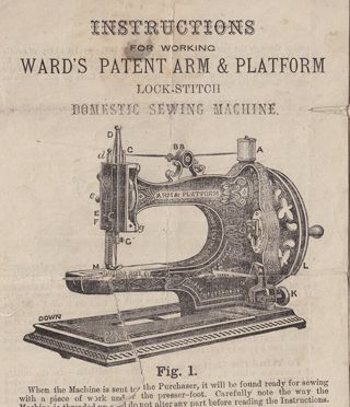 Ward’s Arm & Platform Sewing Machine Instruction Booklet 1860s/’70s