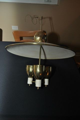 1 Vintage Mid Century Modern Hanging Chandelier Saucer Light Globe Lighting