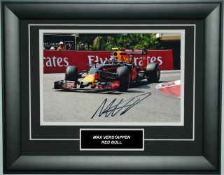 Max Verstappen Signed 8x12 Inches 2016 Red Bull F1 Monaco Gp Photo Frame