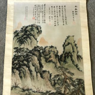 Stunning and large old Chinese scroll painting on paper of a landscape (SF7) 3
