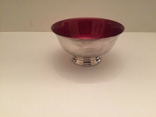 Vintage Reed & Barton 102 Silver Plate Bowl With Enamel Red Interior