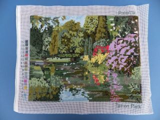 16 X 12 " Vintage Completed Wool Tatton Park Tapestry Needlework Garden Picture