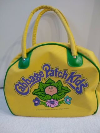1984 Vtg Cabbage Patch Kids Yellow Zippered Duffle Bag - incl.  1 pr.  doll shoes 3
