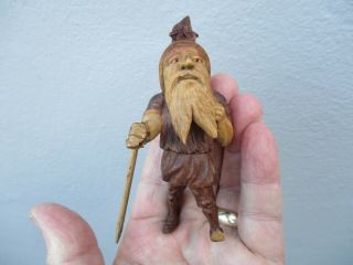 An Antique Carved Wooden Black Forest Figure Of A Gnome C1900