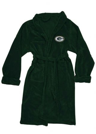 Green Bay Packers Men’s Bath Robe (l/xl).  Make It Official “silk Touch "