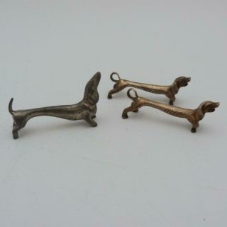 Three Vintage Metal Novelty Knife Rests In The Form Of Dachshunds