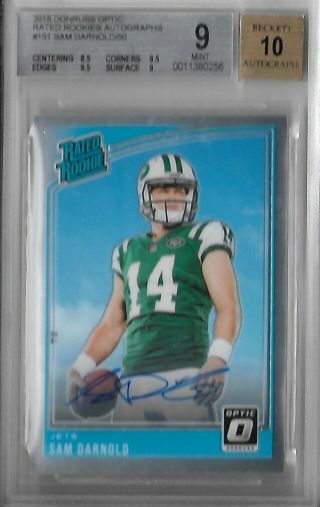 2018 Donruss Optic Sam Darnold Rated Rookie /50 Rc Bgs 9 10 Auto