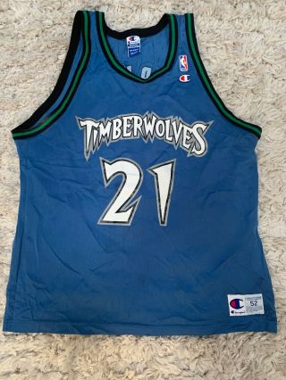 Kevin Garnett Minnesota Timberwolves Nba Blue Champion Jersey Size 52