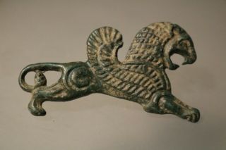 Ancient Roman Bronze Zoomorphic Fibula Brooch Lion 1st - 4th Ad