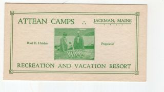 Vintage Advertising Brochure For Attean Camps,  Jackman,  Maine