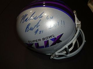 Malcolm Butler England Patriots Autographed Signed F/s Helmet Rep Fanatics