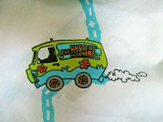 Vtg Scooby Doo Twin Flat Sheet Fabric Shaggy Hippy Van Bibb Co Dan River Usa