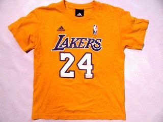 Adidas Kobe Bryant 24 Los Angeles Lakers T Shirt Youth S Small Yellow Nba