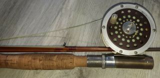 Vintage Bamboo Wood Fly Fishing Rod Pole And Martin Reel Model Number 67a