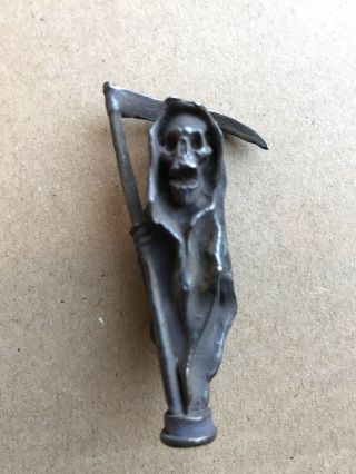 Vintage Pipe Tamper Grim Reaper Macabre Death Head Skull Miniature Bronze/brass
