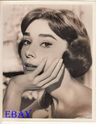 Audrey Hepburn Rests Her Chin On Her Hand Vintage Photo