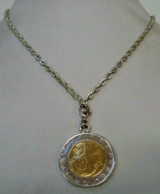 Stunning Vintage Estate Silver Gold Tone Coin 24 " Necklace 2770t