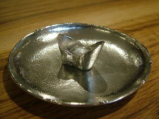 C1890 Antique Chinese Export Silver Sycee Tael Ingot Dish Po Cheng