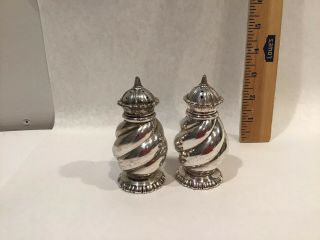 Vintage Silver Plated W B Mfg Co Salt And Pepper Shakers Twisted Design