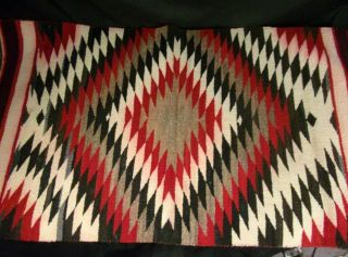 Vtg Antique Eye Dazzler Navajo 28 " X 49 " Rug Blanket Native American