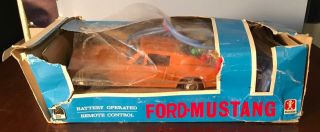 Vintage Bandai Tin Battery Operated Remote Control Ford Mustang - Box