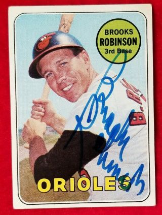 1969 Topps Brooks Robinson 550 Signed Card Baltimore Orioles Team Vtg Hof Auto