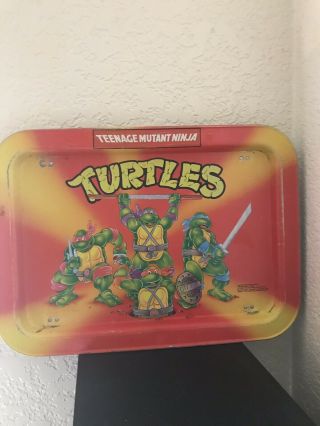 Vintage Teenage Mutant Ninja Turtle Metal Tv Dinner Tray 1988 Mirage Studios