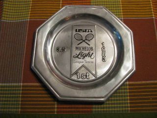 Vintage 1983 Michelob Light 1st Usta Tennis 3.  5 Pewter Collector Plate 10 "