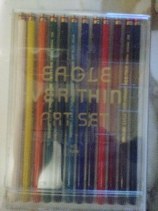 Vintage Berol Eagle 796 Verithin Colored Pencils Art Set Of 12 Case.  Some