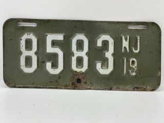Old Antique Motorcycle Rare Vintage Wwi 1919 Jersey License Plate Nj.  19