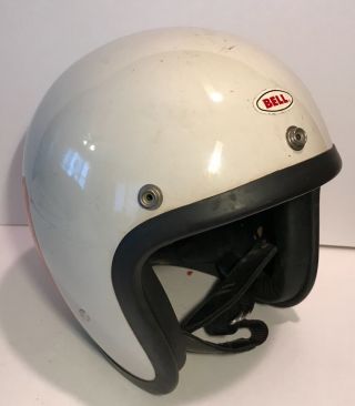 Vintage 1968 Bell Toptex Auto / Motorcycle Racing Helmet - White - Size 6 7/8