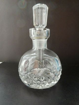 Vintage Crystal Cut Glass Perfume Bottle With Dipper Star Cut Base Very Gc