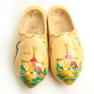 Vintage Dutch Wooden Shoes Hand Painted Holland Hand Carved Clogs