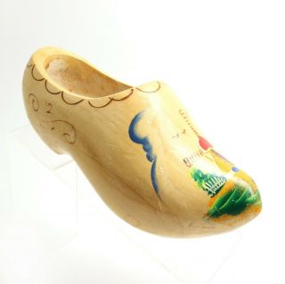 Vintage Dutch Wooden Shoes Hand Painted Holland Hand Carved Clogs 3