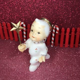 Vtg Shafford Angel Boy In Pajamas With Star Wand Christmas Figurine Japan