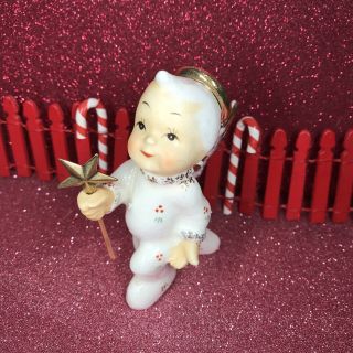 Vtg Shafford Angel Boy In Pajamas With Star Wand Christmas Figurine Japan 2