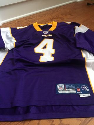 Brett Favre 4 Minnesota Vikings Onfield Reebok Stitched Size L Purple Jersey