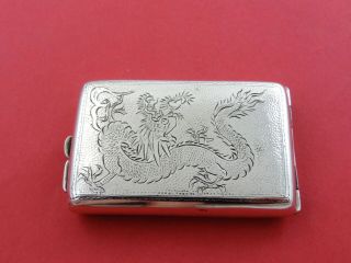 Dragon Decorated Chinese Silver Vesta Case,  C.  1900 Wai Kee,  Match Safe Box