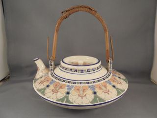 Antique Vintage Japanese Satsuma Style Pottery Teapot Hp Stylized Floral