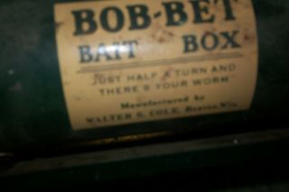 Vintage BOB - BET /Goolds Belt Bait Box Fishing Worm Wisconsin/ Idaho 2
