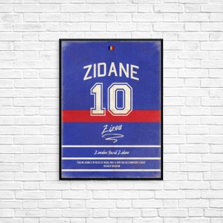 Zidane Real Madrid France A3 Art Poster Retro Vintage Style Print Typography