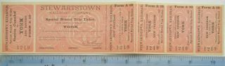 1900s Stewartstown Railroad York Pennsylvania Freedom Pa Rr Antique Ticket