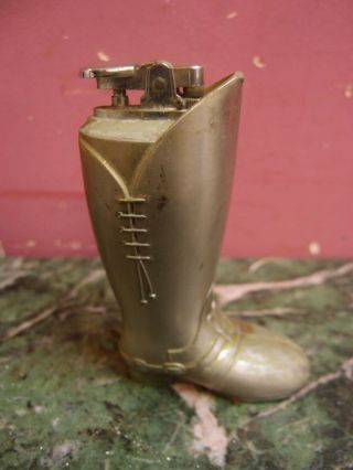 Antique French " Kinky Boot " Metal Table Lighter Riding Boot