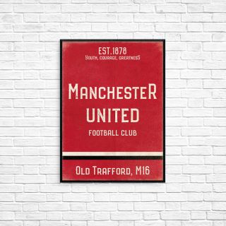 Old Trafford Man United Fc Red A3 Picture Art Poster Retro Vintage Style Print