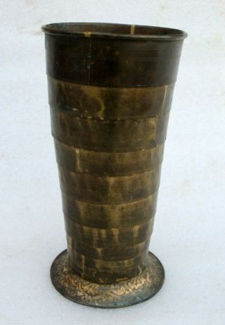 Vintage Old Hand Crafted Brass Indian Unique Folding Water Milk Glass Tumbler