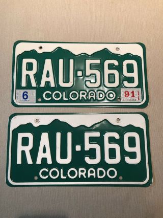 1991 Colorado Passenger License Plate Pair -.