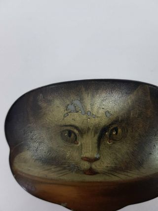 RRR Rare old French Austrian British hand - painted box with a cat 19th century 2