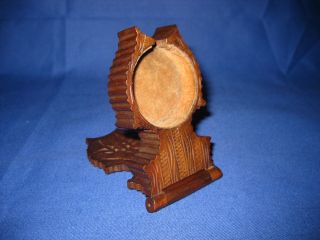 Antique Late Victorian Black Forest Carved Wood Pocket Watch Display / Stand